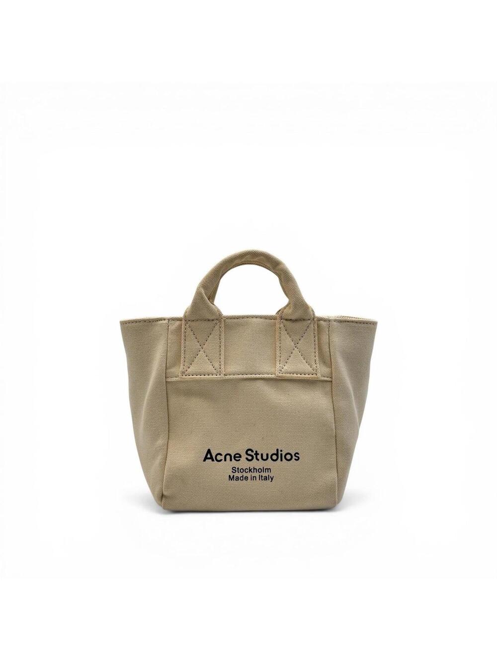 Acne Studios Mini Canvas Tote Bag Beige Top Handle Crossbody
